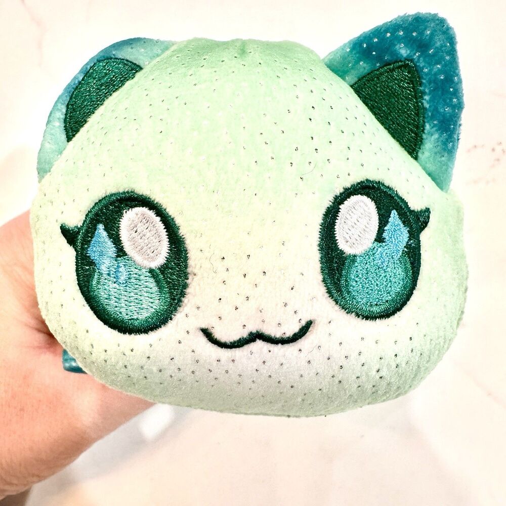 Aphmau MeeMeows‎ Sparkle Emerald Cat Plush Toy Mint Green Teal Glitter 6 Inch